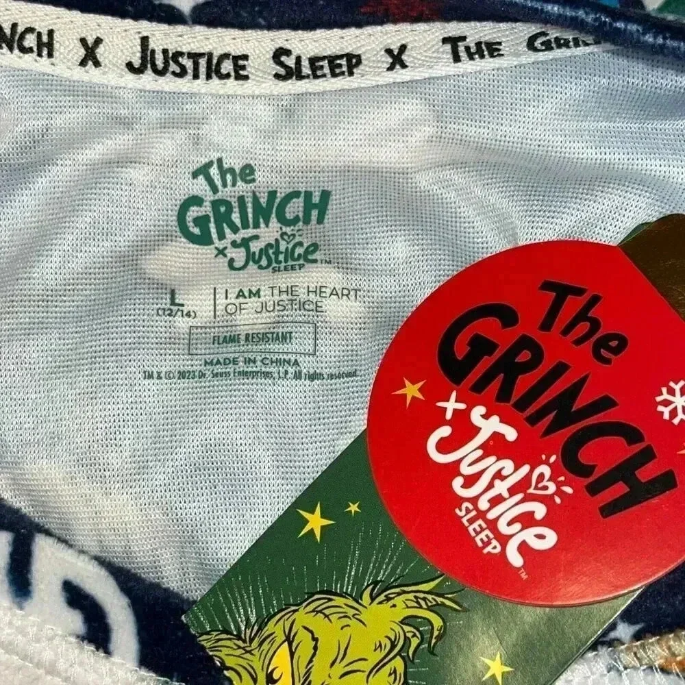 The Grinch Justice Sleep Girls NWT Multicolor‎ Polyester One Piece Sleepwear L